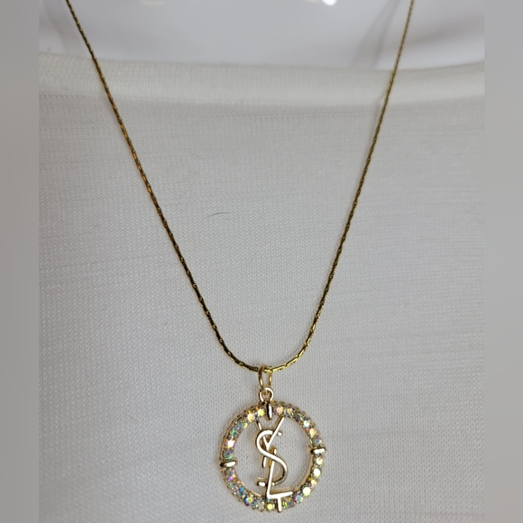 Jewelry - YSL ARORA BOREALIS Crystal Pendant Zip Pull, 18" Gold Plated Chain